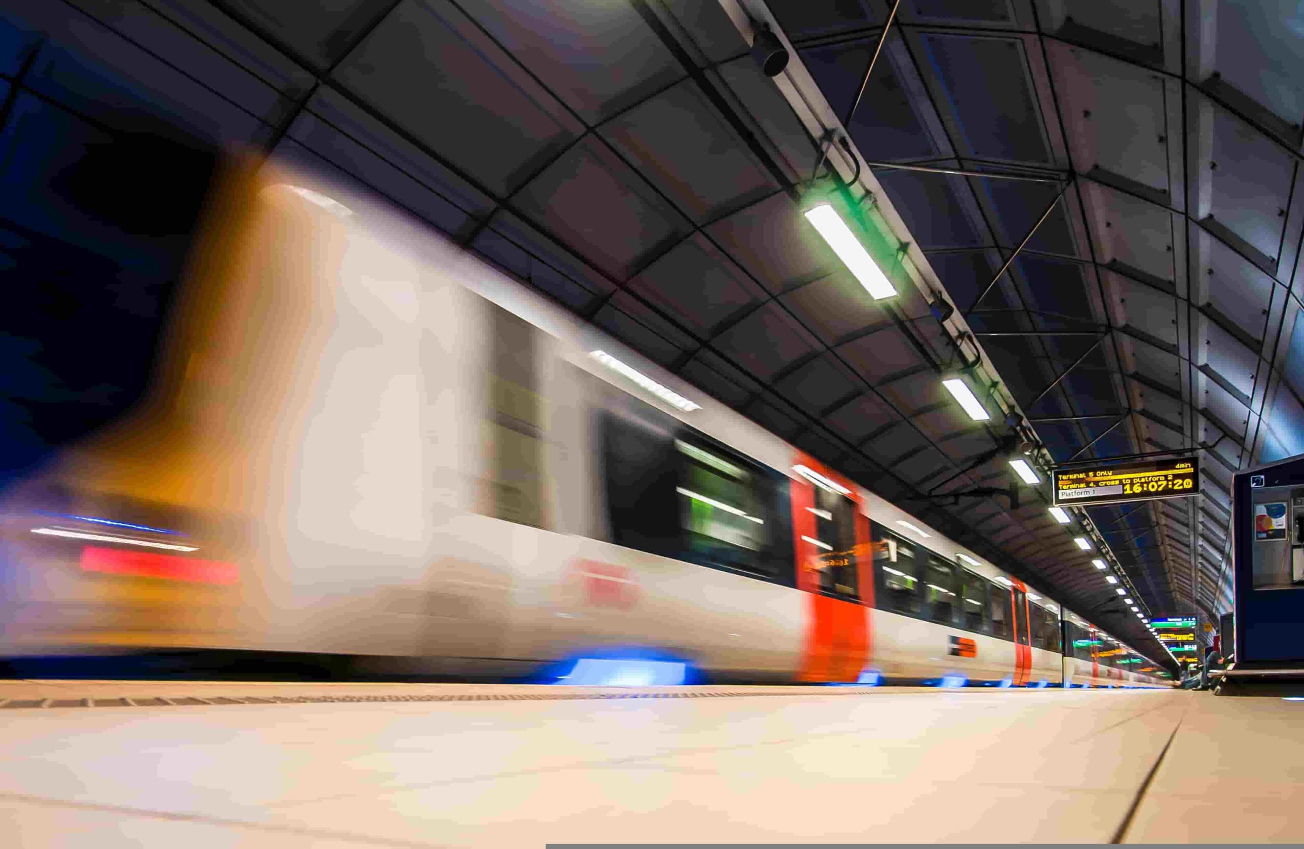 A train is passing by UK train station