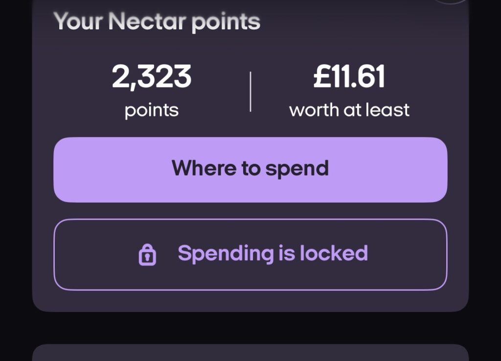 ネクターアプリのSpending unlockedの画面